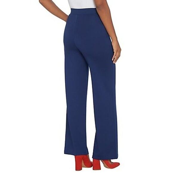 Brooke Shields Timeless Women's Ponte Wide-Leg Pants Navy Size 28WP Petite NWOT - Picture 3 of 8